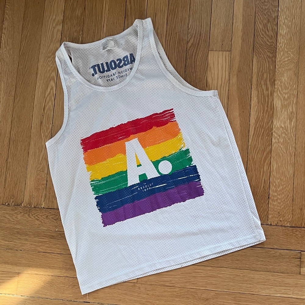 Absolut White Rainbow Pride Mesh Tank Top
